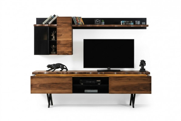 Luxuriéis Wunnzëmmer Wandmontéiert Wandschränk TV-Stell Couchtisch 3-teileg