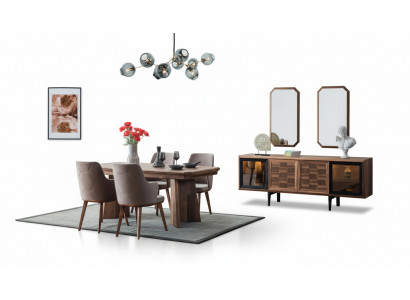Stilvoll Iessgrupp Exklusiven Holzdësch Designer Sideboard Still 10tlg