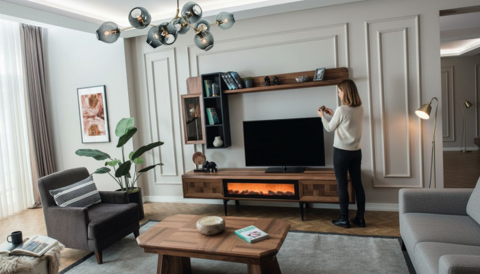 Wunnzëmmer Exklusiv Garnitur Designer TV-Stänner Lowboard Dësch.