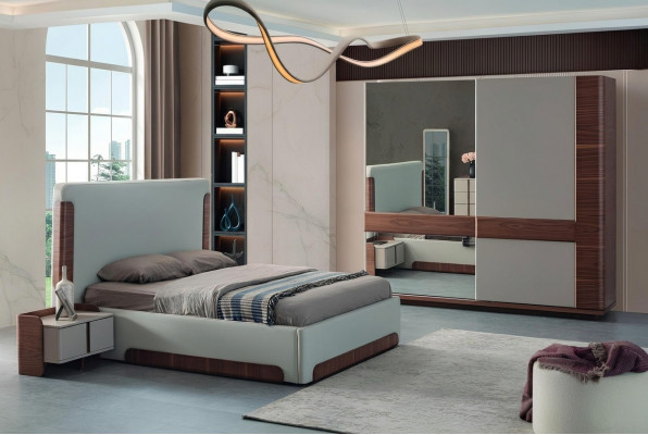 Graziéis Schlofzëmmer Miwwelen Luxus Polsterbett Designer Kleederschaf