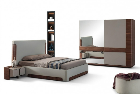 Graziéis Schlofzëmmer Miwwelen Luxus Polsterbett Designer Kleederschaf