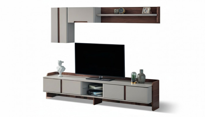Wäiss Wunngzëmmer Wunnwand Luxusméigel RTV Lowboard Regaler Sideboard