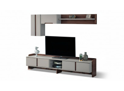 Wäiss Wunngzëmmer Wunnwand Luxusméigel RTV Lowboard Regaler Sideboard