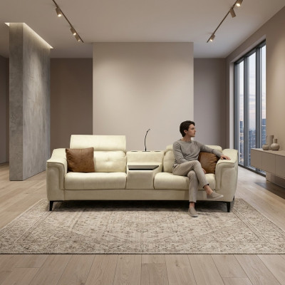 Beige Zwee-Sëtzer Designer Sofa 2-Sëtzer Wunnzëmmer Luxuriéis Sëtzméibel