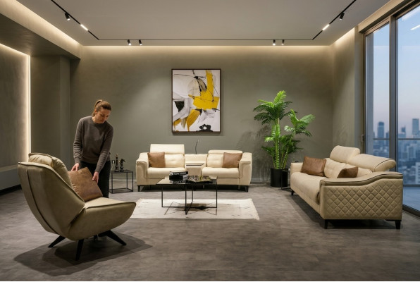 Komplett Couchgarnitur Designer 3-Sëtz Zweisëtzer Luxusaarmsëtz