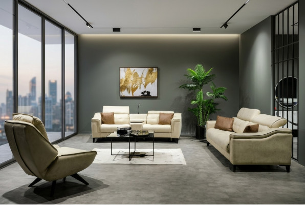 Komplett Couchgarnitur Designer 3-Sëtz Zweisëtzer Luxusaarmsëtz