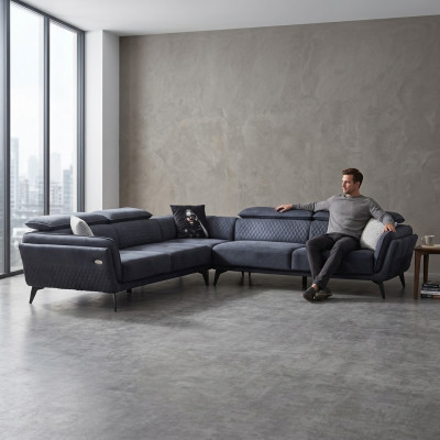Robust Gro Stoffcouch Designer L-Form Sofa Wunnzëmmer Polster Canapé