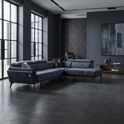 Robust Gro Stoffcouch Designer L-Form Sofa Wunnzëmmer Polster Canapé