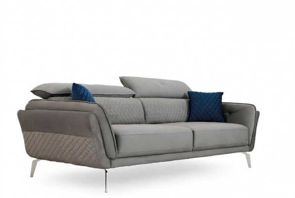 Groue Stoffsofa Luxuspolstersofa Modernen Drësëtzeger Stoffmiwwel