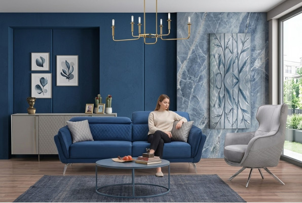 Exquisit Sofagarnitur Bloen Dräisëtzer Designer Fauteuil Polster Miwwelen