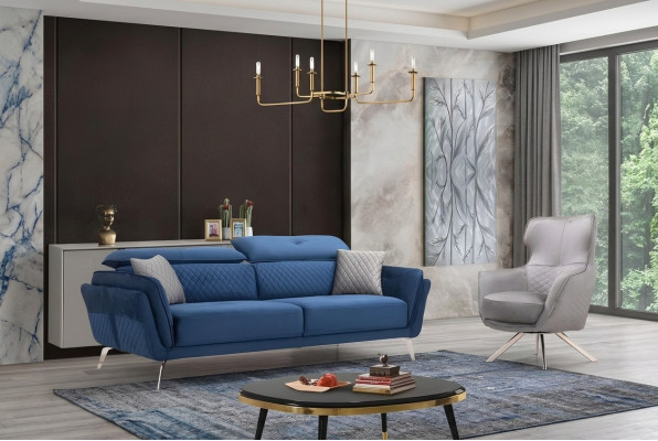 Exquisit Sofagarnitur Bloen Dräisëtzer Designer Fauteuil Polster Miwwelen