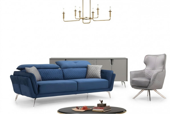 Exquisit Sofagarnitur Bloen Dräisëtzer Designer Fauteuil Polster Miwwelen