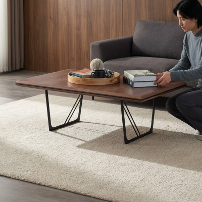 Canapé Dësch Kaffisdësch Sofa Dësch Niewendësch Holz Brong Holzdësch