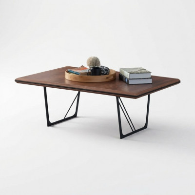 Canapé Dësch Kaffisdësch Sofa Dësch Niewendësch Holz Brong Holzdësch