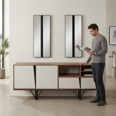 Schaf Säiteboard Kommode Holzschaf Anrichte Beige Holz Iesszëmmer