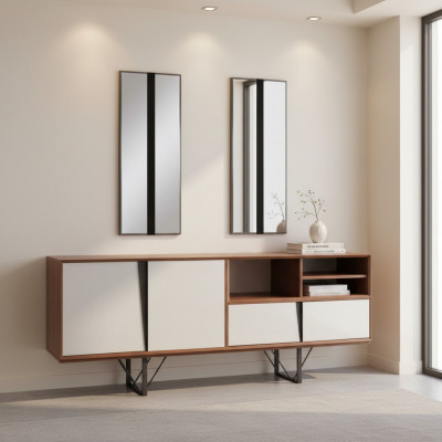 Schaf Säiteboard Kommode Holzschaf Anrichte Beige Holz Iesszëmmer