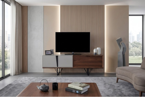 Wunnzëmmer Sideboard TV Stänner RTV Lowboard brong Holz Dësch Miwwel