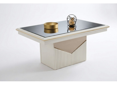 Luxus Salontafel Kaffisdësch Sofadësch Säitentësch Holz Beige Dësch