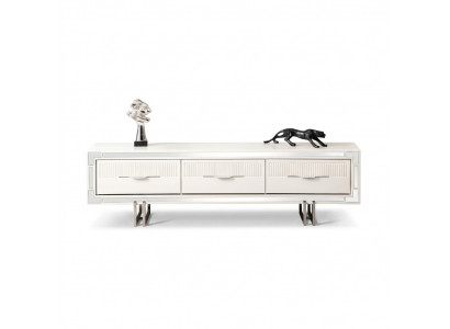 Sideboard TV Ständer Wandpanel Wäiss RTV Lowboard Modern Wunnwand