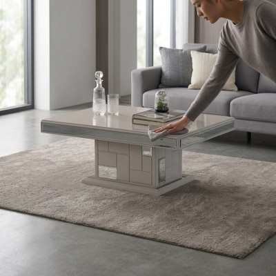 Luxus Sofa-Dësch Couchtisch Kaffisdësch Bäizäitdësch Holz Wäiss Dësch