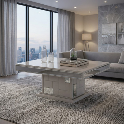 Luxus Sofa-Dësch Couchtisch Kaffisdësch Bäizäitdësch Holz Wäiss Dësch