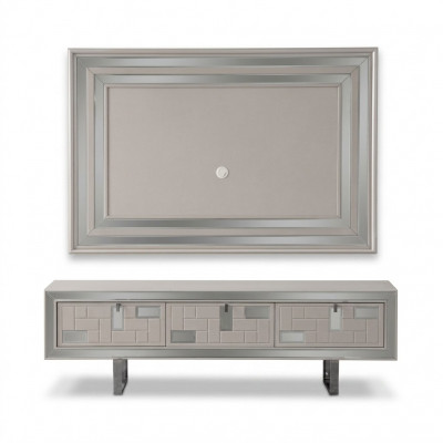 Wunnwand Sideboard TV-Stänner Wandpaneel Wäiss RTV Lowboard Modern