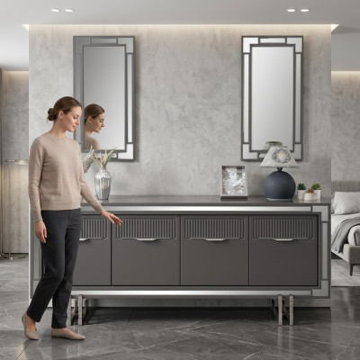Holzschaf Anrichte Sideboard Gri Schaf Kommode Holz Iesszëmmer