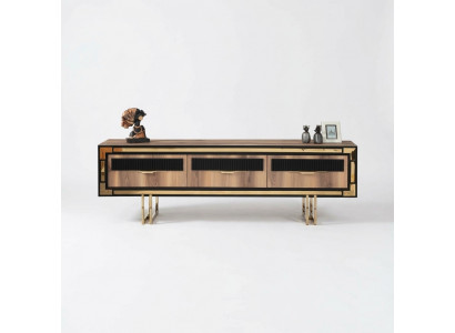 Wunnzëmmer Sideboard TV Stänner RTV Lowboard Wunnwand Holz Brong Miwwelen