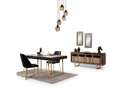 Iesszëmmermiwwel Iessdësch Braun 2-deeleg Sideboard Iesszëmmerdësch Holz Dësch