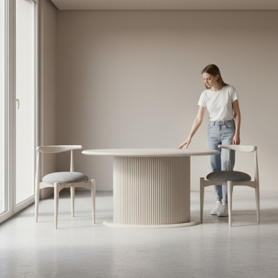 Iessgrupp Komplett Iesszëmmer Iessdësch Still 5-teil Beige Luxus Modern