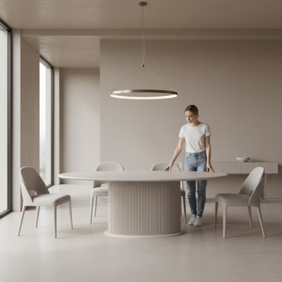 Luxus Iesszëmmerdësch Iessdësch Dësch Holz Beige Iesszëmmer Holzdësch