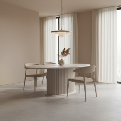 Luxus Iesszëmmerdësch Iessdësch Dësch Holz Beige Iesszëmmer Holzdësch