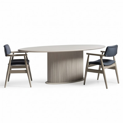 Iessplaz Iessgrupp Iesszëmmer Iessdësch Still 5 Deeler Beige Modern Holz