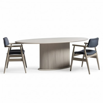 Luxus Iessgruppe Komplette Iesszëmmer Iessdësch Still 7-Deeler Beige Iesseck