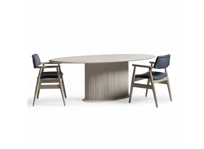 Luxus Iessgruppe Komplette Iesszëmmer Iessdësch Still 7-Deeler Beige Iesseck