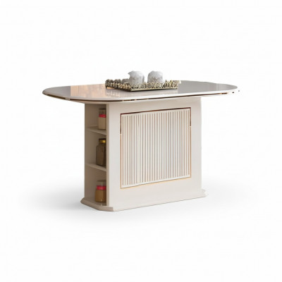 Modernen Iesszëmmerdësch Iessdësch Dësch Holz Beige Iesszëmmer Hozdësch