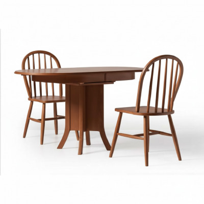 Iessgrupp Holz Iesszëmmer Iessdësch Still 3-Teile Braun Iesseck Barock