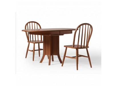 Iessgrupp Holz Iesszëmmer Iessdësch Still 3-Teile Braun Iesseck Barock