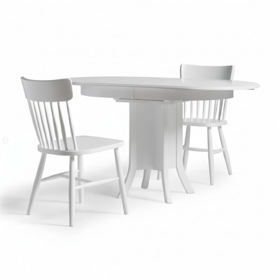 Iesszëmmerdësch ausziehbar Iessdësch Holz Holzdësch Dësch Wäiss Iesseck