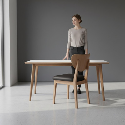 Setz aus Holz Stillen Kichestullen Iesszëmmer Stillen Stoff 2tlg Brong Holz