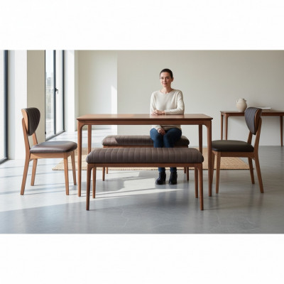 Iessenseck Garnitur Iessgrupp Holz Iesszëmmer Iessdësch Still 3tlg Braun