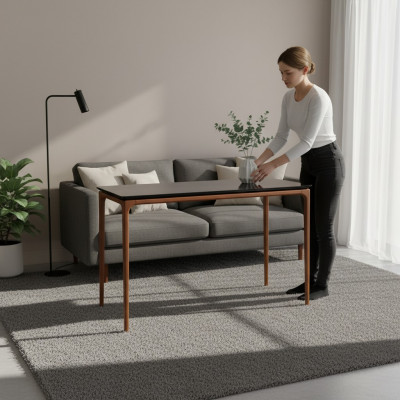 Klassesch Iessdësch Iesszëmmerdësch Brong Holz Holzdësch Dësch 130 cm
