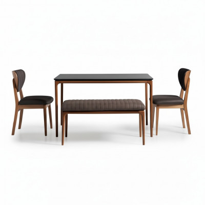 Iesswonk Iessgrupp Iesszëmmer Iessdësch Still 6-delig Brong Bänk Stoff Holz
