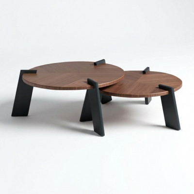 Soffatabell Dëscht fir virun de Canapé Kaffisdësch Niewendësch Holz Brong Dëscht Design