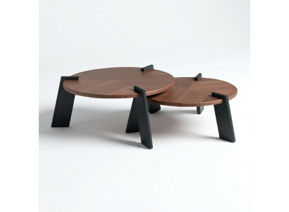 Soffatabell Dëscht fir virun de Canapé Kaffisdësch Niewendësch Holz Brong Dëscht Design
