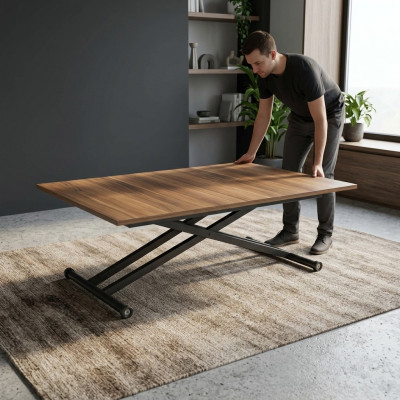 Iessdësch Kaffisdësch Auszéibare Dësch Holz Brong Kaffisdësch 120 cm