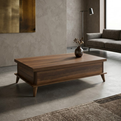 Kaffisdësch Auszéibar Couchdësch Iessdësch Dësch Holz Braun Miwwelen