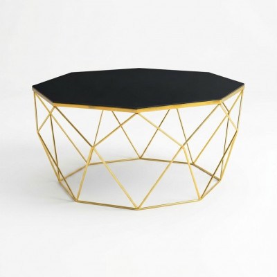 Modernen Dësch fir virum Canapé Kaffisdësch Sofadësch Niewendësch Glas Gold Dësch