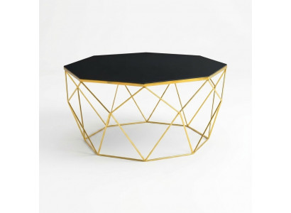 Modernen Dësch fir virum Canapé Kaffisdësch Sofadësch Niewendësch Glas Gold Dësch