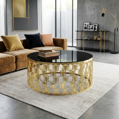 Canapé Dësch Sofadësch Kaffisdësch Niewendësch Gouden Dësch Moderne Glasdësch